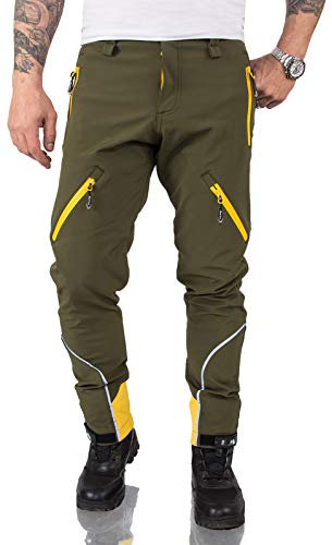 Rock Creek Herren Softshell Hose Cargohose Outdoorhose Wanderhose Herrenhose Wasserdicht Skihose Arbeitshose Winterhose Trekkinghose H-233 Dunkelgrün 2XL