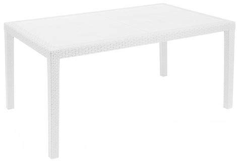 Tomaino Tavolo da giardino in plastica effetto rattan rettangolare (bianco)