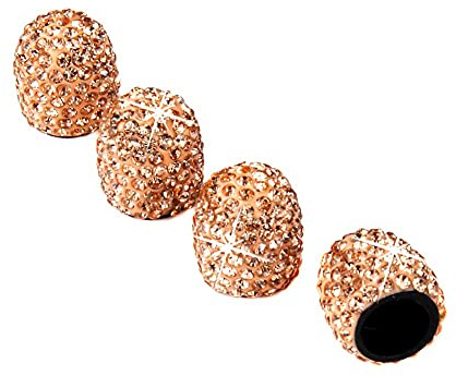 Uposao 4 Stück Auto Reifen Ventilkappen, Bling Bling Diamant Glitzer Strass Ventilkappen Reifenventil Staubkappen für Auto Bus LKW Fahrrad,Auto Attraktives Zubehör Innenraum Frauen,Gold