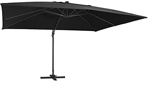 Tidyard Ombrellone a Sbalzo da Giardino con Luci a LED 4x3 m,Ombrellone Decentrato,Ombrellone con Luce,Ombrellone da Sole da Patio,Ombrellone da Sole da Piscina,Spiaggia,Mare,Terrazzo,Balcone