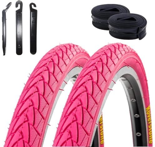 2 x Roverstone cykeldäck däck rosa 28 x 1,4 (37–622) + 2 slangar SV inkl. 3 x däcklyftare