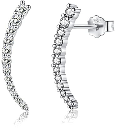Damen Weißgold Ohrringe Set - Funkelnde Tragus Piercing Ohrringe mit Klein Erbse Design in Silber 925 für Damen und Mädchen als Geschenk