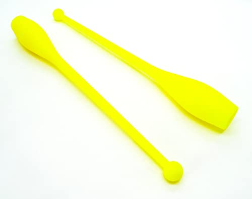 Amarillo Fluorescente 2 x Mujeres Palos de Gimnasia (36cm) (83g) Pesas de Gimnasio para Mujeres Bastones de Gimnasia de Baile, Gym Mazas, Palos de rítmica, Gimnasia rítmica de Principiantes