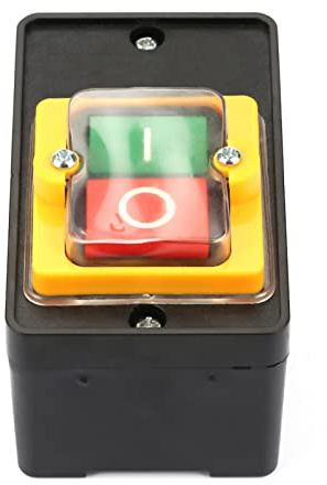 Interruttore a Pulsante Elettrico per Trapano, AC220V/380V 10A, ON/OFF Impermeabile con Scatola Antipolvere, Accessorio per Macchine Utensili