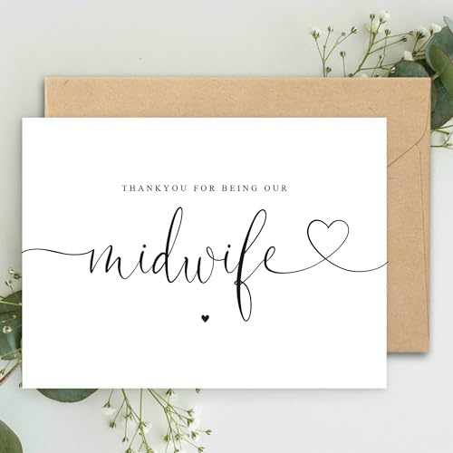 Thank you for being our Midwife A5 Karte & Kraftpapierumschlag, Hebammen-Karte, Dankeskarte, Dankeskarte, NHS Midwife, minimalistisches Schwarz und Weiß