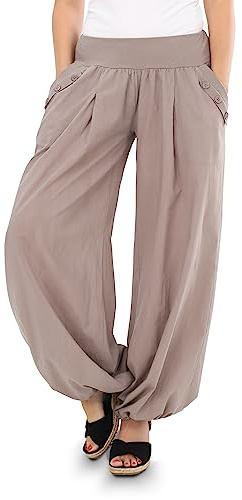 Malito - Damen Pumphose - luftige Stoffhose für Strand & Alltag - lockere Pluderhose für den Sommer - lässige Sommerhose Freizeithose 23245P Einheitsgröße
