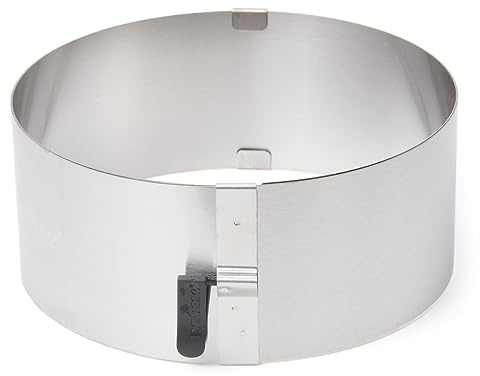 patisse 72458 – Cercle à gâteaux réglable, cercle à pâtisserie extensible avec levier de serrage - Acier inoxydable – hauteur 7cm x Ø 17 à 30cm
