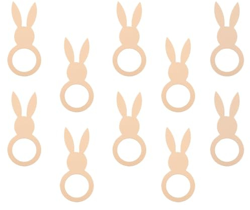 HOMSFOU 10 Stück Serviettenringe Kaninchen Holz Serviettenhalter Mit Mini Strohhut Deko Für Festliche Tischdekoration