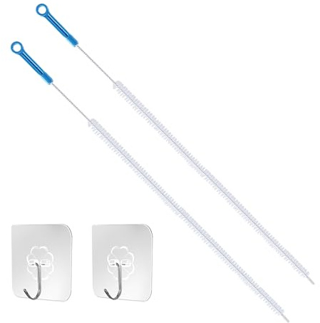 Confezione da 2 Spazzole Lunghe per Pulizia con Ganci in 2 Pezzi, Spazzola per la Pulizia degli Scarichi e dei Tubi (71 cm)
