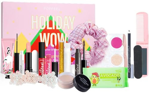 Orgrul Make Up Adventskalender 2023 Frauen, Lippenstift Lidschatten Kosmetik Set, Weihnachtskalender Schminke Frauen, Einzigartige Make up Tools, 20 Tage Weihnachten Advent Geschenk Für Frauen