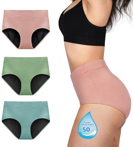 TIICHOO Period Pants Heavy Flow High Waisted Period Underwear Incontinence Pants Women Menstrual Knickers