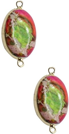 Operitacx 2St Halskette Medaillon Blütenblattband Halskettenanhänger Fuß-Charme Anhänger aus Stein Anhängerverschluss für Halskette Schmuck hängen DIY Steinanhänger Muster Kaiserstein