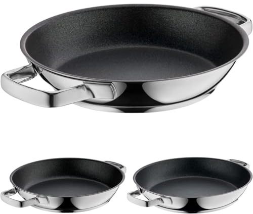 WMF Permadur Advance - Set de 3 Sartenes Antiadherentes 24-28-32 cm de Dos Asas, Acero Inoxidable Cromargan 18/10 Apto para Todo Tipo de Cocinas