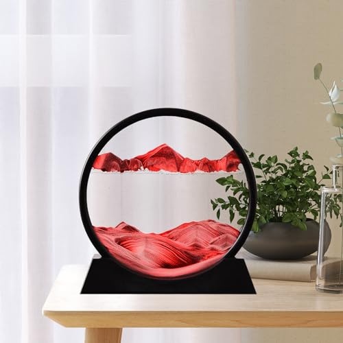 WPUXOY Sandbilder zum Drehen 3D Sandscape, 7 fließender Sanduhr Dynamisches Sandkunstbild, Fließende Sandmalerei Sandbild, ewegende Sandkunst für Heim- und Büro-Desktop-Dekorationen