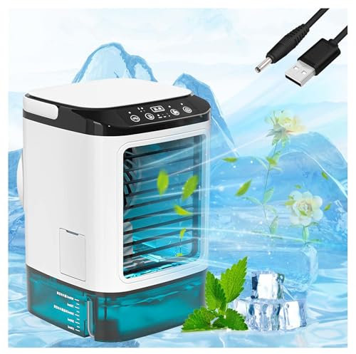 HBDSMLPL With Ice Box Portable AC for Car, Portable Air Cooler Ice Water Fan with 900ML Water Tank Portable Ice Fan Air Cooler