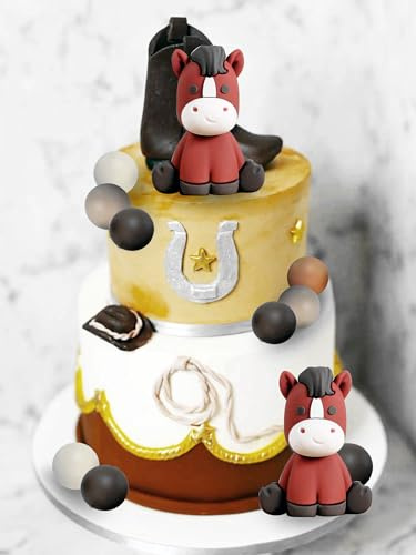 JeVenis Cowboy Tortenaufleger Pferd Tortenaufleger Western Kuchendeko Mein erstes Rodeo Kuchendeko für Western Cowboy Cowgirl Rodeo Party