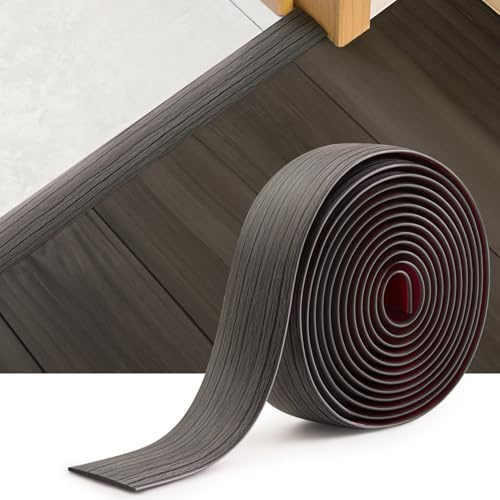 INMOZATA 2M übergangsprofil selbstklebend Vinyl Übergangsleiste 5cm Breit Übergangsleiste Bodenleiste Holzmaserung Abdeckleisten zum Verbinden von Bodenlücken (Dunkelgrau)