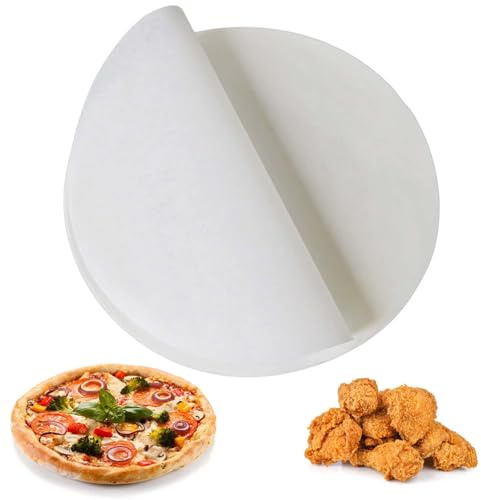 200 stycken bakplåtspapper, runda, Ø 30 cm runda non-stick-bakplåtspapper, luftfryer bakpapper, runt BBQ papper värmebeständigt bakfolie rund för stekpannor bakning BBQ pizza tårta luftfritös (vit)