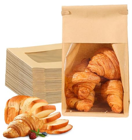10 Pcs Paper Bread Bags for Homemade Bread,Bread Loaf For Kitchen Use,Sourdough with Clear Window and 21 Sealing Stickers Gifting, Storage Cookies & Snacks