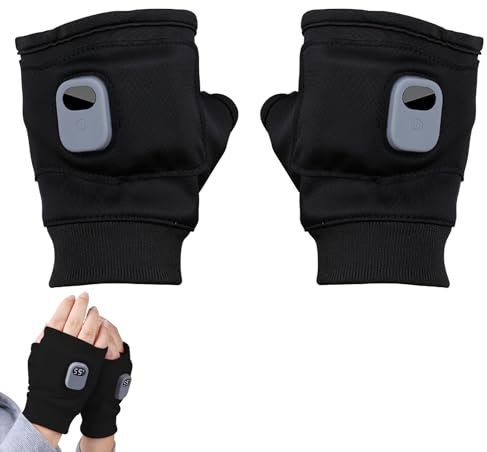 Sulobom Heated Fingerless Hloves, USB Heated Gloves for Men Women, 3 Temperature Levels Rechargeable Heated Gloves, Fingerless Work Gloves for Outdoor Skiing Cycling Hiking (black)