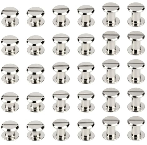 SG Store 30 Sets Schraubnieten M5 Ziernieten Kohlenstoffstahl vernickelt Bindungsnieten für Lederhandwerk, DIY-Projekte, Speisekarten, Präsentationsmappen, Taschen
