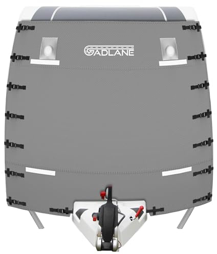 GADLANE Copertura Anteriore per Caravan (Grigio) | Protezione Anteriore per Rimorchio, con Luci LED ad Alta Visibilità, Strisce Riflettenti, Impermeabile