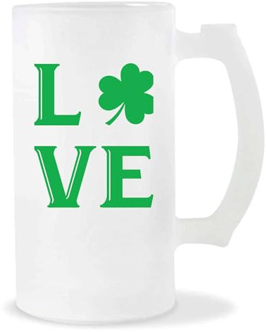 Otshirt Verre à Bière Love St Patrick | Chope de Bière Pinte | Idée Cadeau Saint Patrick Humour Shamrock Lutin Drôle Fête