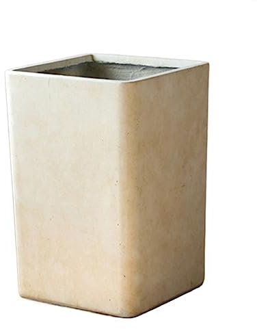 Grand pot de fleurs rectangulaire en ciment avec trous de drainage - Moderne - Pour l'intérieur et l'extérieur - Blanc