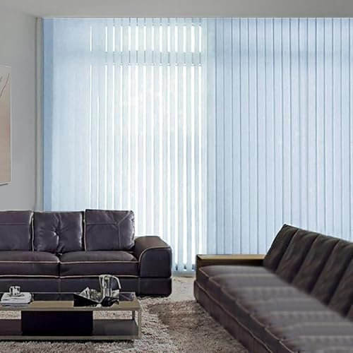 ZHENCHAO Verdunkelungsrollos für vertikale Fenster, Stoff, Sichtschutz, Schienen-Lamellen-Set, verstellbar, UV-Schutz, Vorhang für Terrassen-/Glasschiebetüren, Dekoration, Blau, 1,5 x 3 m