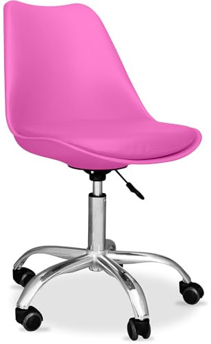 Iconik Interior Tulip Style Chaise de Bureau à roulettes - Chaise de Bureau pivotante - Tulip Fuchsia