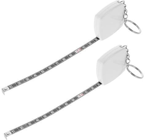 KONTONTY Lot de 2 Mètres Ruban de Poche Rétractables, Double Échelle, Compacts et Légers, pour Déplacements et Bureau, Anneau Porte-clés