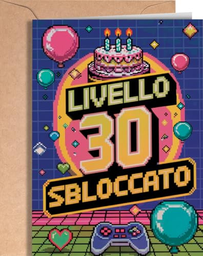 Biglietto Auguri 30 Anni Uomo - 30 Anni Compleanno Donna - Regalo Donna, Uomo - Biglietti Auguri Divertente Figlia, Figlio, Nipote, Per Lui, Lei - Regali 30 Ragazza, Ragazzo - Livello 30 - EU 69