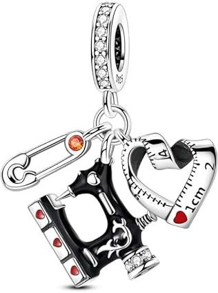 Nähmaschine Maßband Büroklammer Charm, Charm für Armband, Kompatibel mit Pandora Armband Halskette
