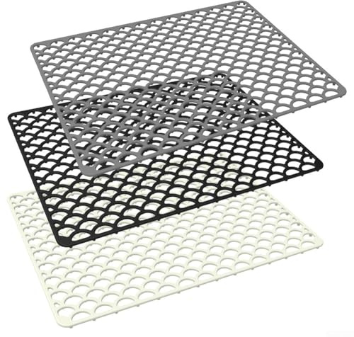 Tapis de protection en silicone pour évier de cuisine avec grille antidérapante, résistant à la chaleur et réduisant le bruit, pour la vaisselle, protège-évier central, fond d’évier, gris, beige, noir