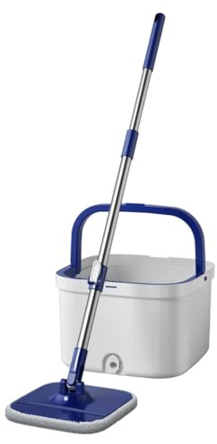 IUYIXWFP Juego de trapeador Giratorio y Cubo, trapeador autoescurrible con Pedal, separación automática de Agua Sucia, Sistema de Limpieza de Pisos de Microfibra para el hogar