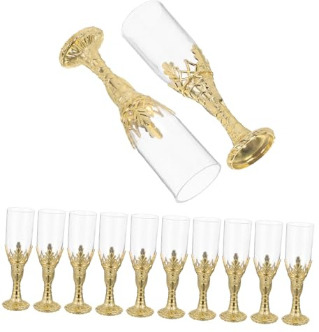 Amosfun 12 Piezas Copa Cáliz Vintage Dorada Reutilizable Copa de Vino Medieval para Ceremonias Iglesia Fiestas Boda Decoración Sagrada