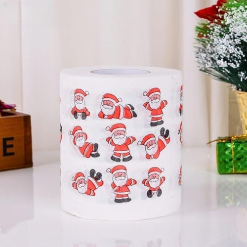 Rouleau de papier toilette avec imprimé Père Noël et thème de Noël, ajoute un charme festif aux salles de bain comme la maison, le café, le magasin et le restaurant (B)