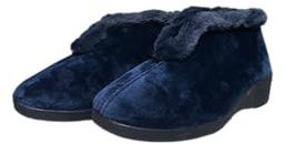 COZSERIES Zapatillas Casa Mujer Cerradas Invierno Suapel Cómodas Calientes Interior Exterior Cuña 3.4cm Suela Caucho Antideslizante Ligeras Señora Mayor Diario Regalo Térmico Invierno 750N MARINO-37