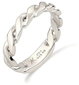 Kuzzoi Herren Ring Twist Design 925 Silber Massiver Bandring 4 mm Breite | Handgefertigter Schmuck für Männer im modernen Vintage Stil Ringgröße 60–66 06088828255