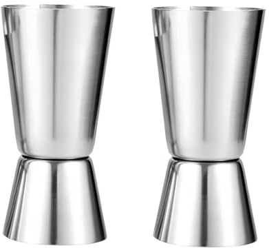 2 Stück Cocktail Messbecher, Edelstahl 2CL 4CLl Messbecher Cocktail,Doppelmass Skala Jigger Maatbeker Barbecher