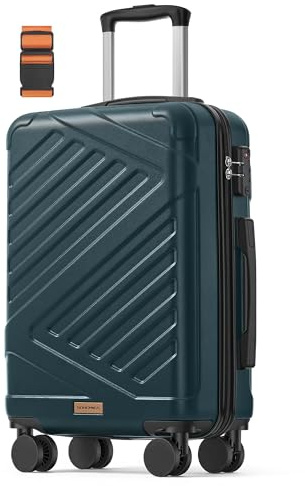 SONGMICS Maleta Cabina, Maleta Rígida de Viaje, Equipaje de Mano, Candado TSA, Correa Incluida, ABS, 4 Ruedas Dobles, Tamaño Cabina, M, 55 x 36 x 20 cm, Turquesa Pizarra RLP001C101