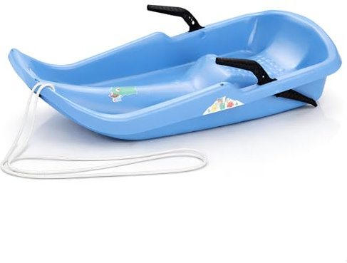Twister Sledge with Brakes Made of Plastic, 80 x 39 x 15 cm, Children's Toboggan Light Blue with Non-Slip Seat, Easy Steering, Maximum Load 50 kg, Safe Bob from 3 Years