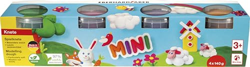 Eberhard Faber 572510 - Knete Set 4 Farben, je 140 g, Kinderknete in wiederverschließbaren Bechern