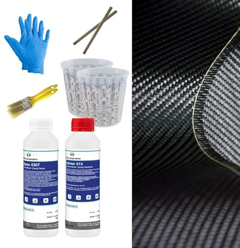 DD Composite Carbon Komplett-Set 1,0m² Köper Epoxidharz transparent Carbongewebe Top Qualität einzigartige Optik individuelles Design echte Kohlefaser