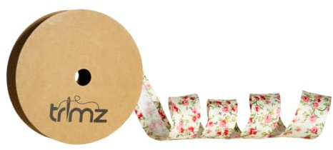 Inastri Trimit Floral Cotton Bias Binding Tape 20 Metres, 25mm Wide – Perfect for Sewing, Dressmaking & Quilting