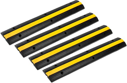 4X Pronomic Protector 1-100N Kabelbrücke 1-Kanal mit Steckverbindung 100 x 15 x 3 cm - Kabelkanal aus Kunststoff für Versanstaltungen - Kabel Überfahrschutz für Boden - Schwarz/Gelb