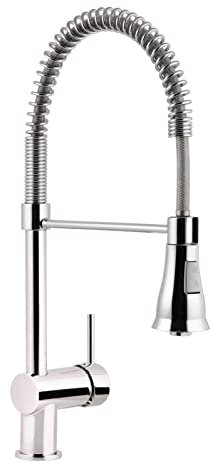 'aquaSu® Basic Einhandmischer Tiado für Küchenspüle mit Federbrause, Chrom, Wasserhahn, Einhebelmischer, Spüle