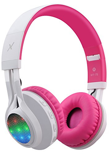 Riwbox WT-7S Kids Bluetooth Headphones Light Up, Foldable Stero Wireless Headset with Microphone and Volume Control for PC/Tablet/TV/Travel