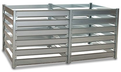 myowngreen Komposter - 93 x 182 x 87 cm (B x L x H) Doppelbox - aus feuerverzinktem Metall - individuell endlos erweiterbar - Trennung von frischem und Reifen Kompost - langlebiges Stecksystem