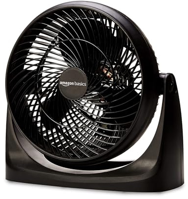 Amazon Basics Air Circulator Fan, Desk Fan for Bedroom, Home and Office, With 90-Degree Tilt Head, 3 Speed Settings, Lightweight (4.2 LBS), 70 Watts, Black, 14.8Wx7.6Dx14.1H